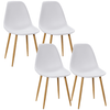 Retro Dining Chairs Set of 4 - Curved Back & Metal Legs, Upgrade your space with these Scandinavian style chairs featuring white seats and wood-effect metal legs. Perfect for kitchen, dining, and living rooms.