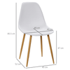 Retro Dining Chairs Set of 4 - Curved Back & Metal Legs, Upgrade your space with these Scandinavian style chairs featuring white seats and wood-effect metal legs. Perfect for kitchen, dining, and living rooms.