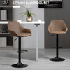 HOMCOM Adjustable Swivel Bar Stools Set of 2 - Dark Brown, Elevate your space with these stylish adjustable bar stools in dark brown PU leather. Perfect for kitchens and dining rooms.