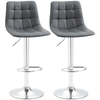 HOMCOM Set of 2 Adjustable Grey Bar Stools, Upgrade your kitchen or home bar with stylish HOMCOM 360° swivel grey stools, offering comfort and functionality in every sit.