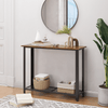 Vintage Industrial Console Table - Rustic Brown, Enhance your decor with this vintage console table. Perfect for hallway or living room, it features a sturdy metal frame and bottom mesh shelf.