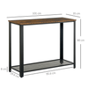 Vintage Industrial Console Table - Rustic Brown, Enhance your decor with this vintage console table. Perfect for hallway or living room, it features a sturdy metal frame and bottom mesh shelf.