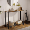 Vintage Industrial Console Table - Rustic Brown, Enhance your decor with this vintage console table. Perfect for hallway or living room, it features a sturdy metal frame and bottom mesh shelf.