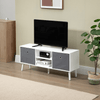 TV Cabinet Stand with Foldable Drawers & Shelves, Organize your space with our TV cabinet for 50" flat screens. Features fabric drawers, shelves, and efficient cable management. Stylish and stable design.