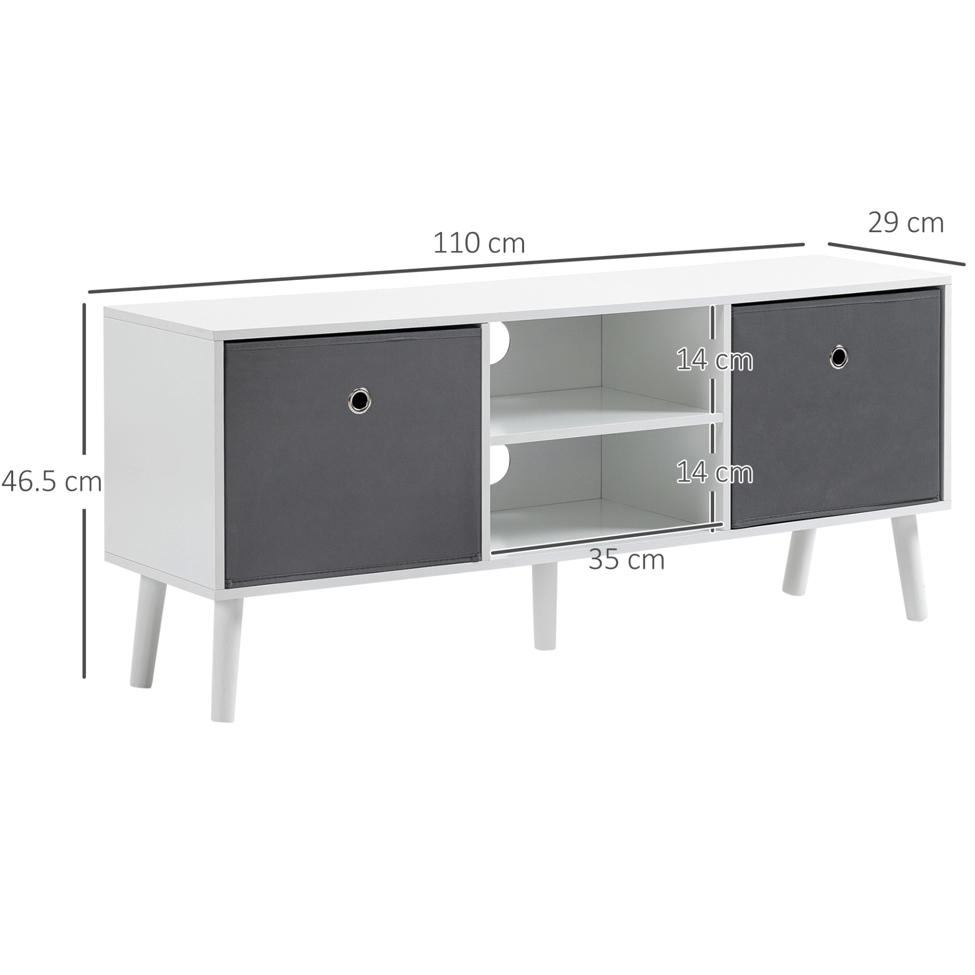 TV Cabinet Stand with Foldable Drawers & Shelves, Organize your space with our TV cabinet for 50