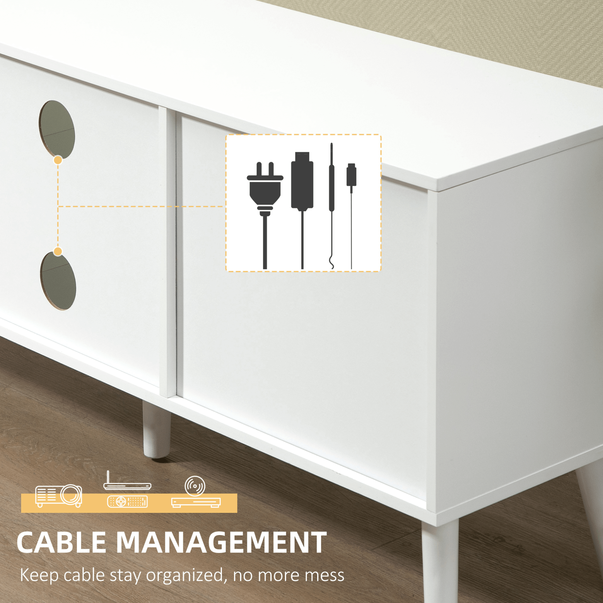 TV Cabinet Stand with Foldable Drawers & Shelves, Organize your space with our TV cabinet for 50