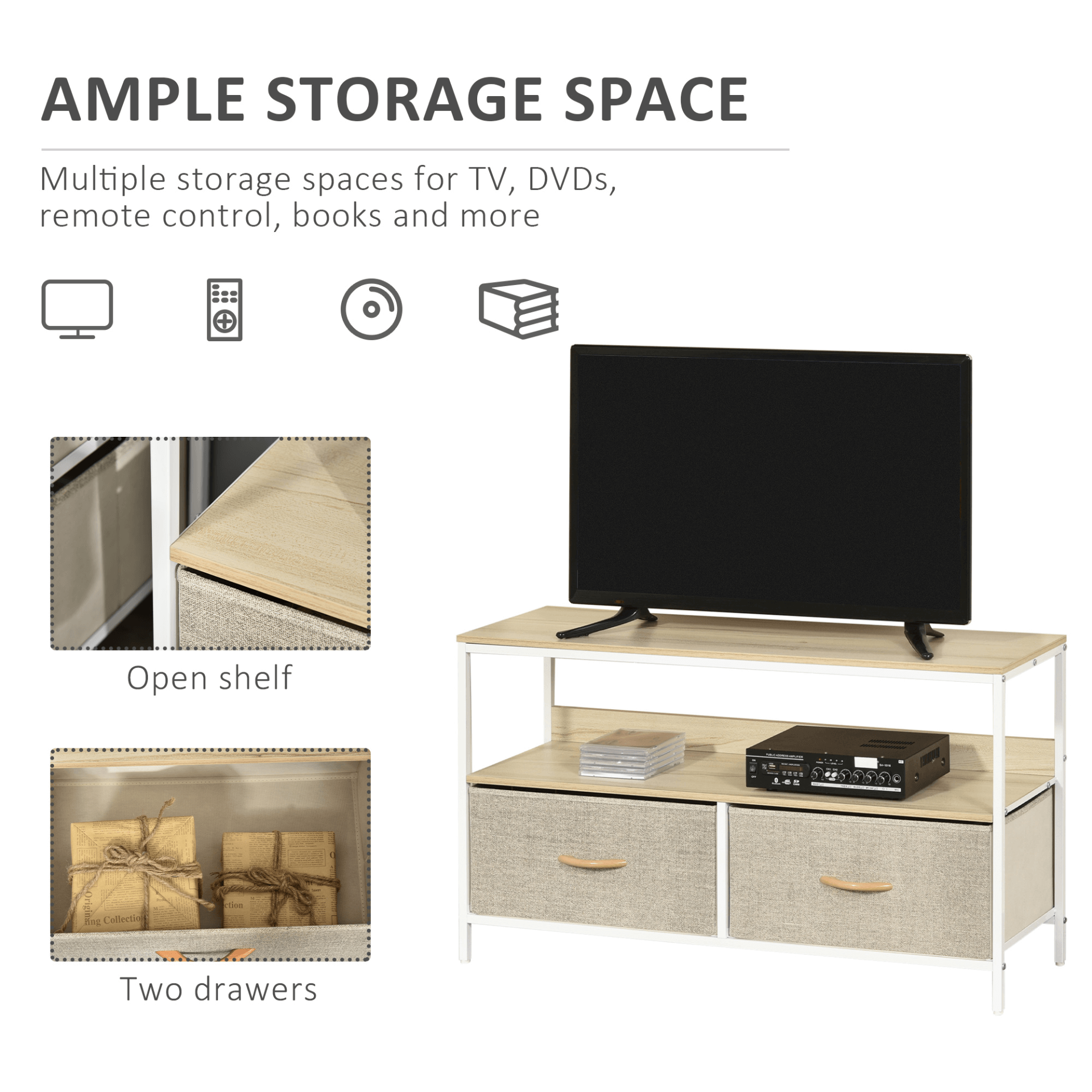 Stylish Maple Wood TV Cabinet with Linen Drawers, Upgrade your living room with our maple wood TV cabinet. Features foldable linen drawers and shelves for ample storage. Stylish and durable design.