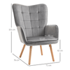 Modern Velvet Tufted Wingback Armchair - Grey, Elevate your space with our Modern Velvet Wingback Armchair. Luxurious tufted design, superior comfort with high-density padding, and durable wooden legs.