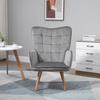 Modern Velvet Tufted Wingback Armchair - Grey, Elevate your space with our Modern Velvet Wingback Armchair. Luxurious tufted design, superior comfort with high-density padding, and durable wooden legs.