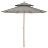 Stylish 2.7m Double Tier Patio Parasol - Bamboo Frame, Grey, Enhance your outdoor space with our wind-resistant, adjustable 2.7m Double Tier Patio Parasol featuring a stylish bamboo frame and grey canopy.