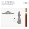 Stylish 2.7m Double Tier Patio Parasol - Bamboo Frame, Grey, Enhance your outdoor space with our wind-resistant, adjustable 2.7m Double Tier Patio Parasol featuring a stylish bamboo frame and grey canopy.