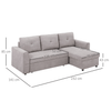 Grey L-Shaped Sofa Bed with Storage, Discover the HOMCOM Grey Linen-Look L-Shaped Sofa Bed. Perfect for studio apartments, it offers comfort, under-seat storage, and a space-saving design.