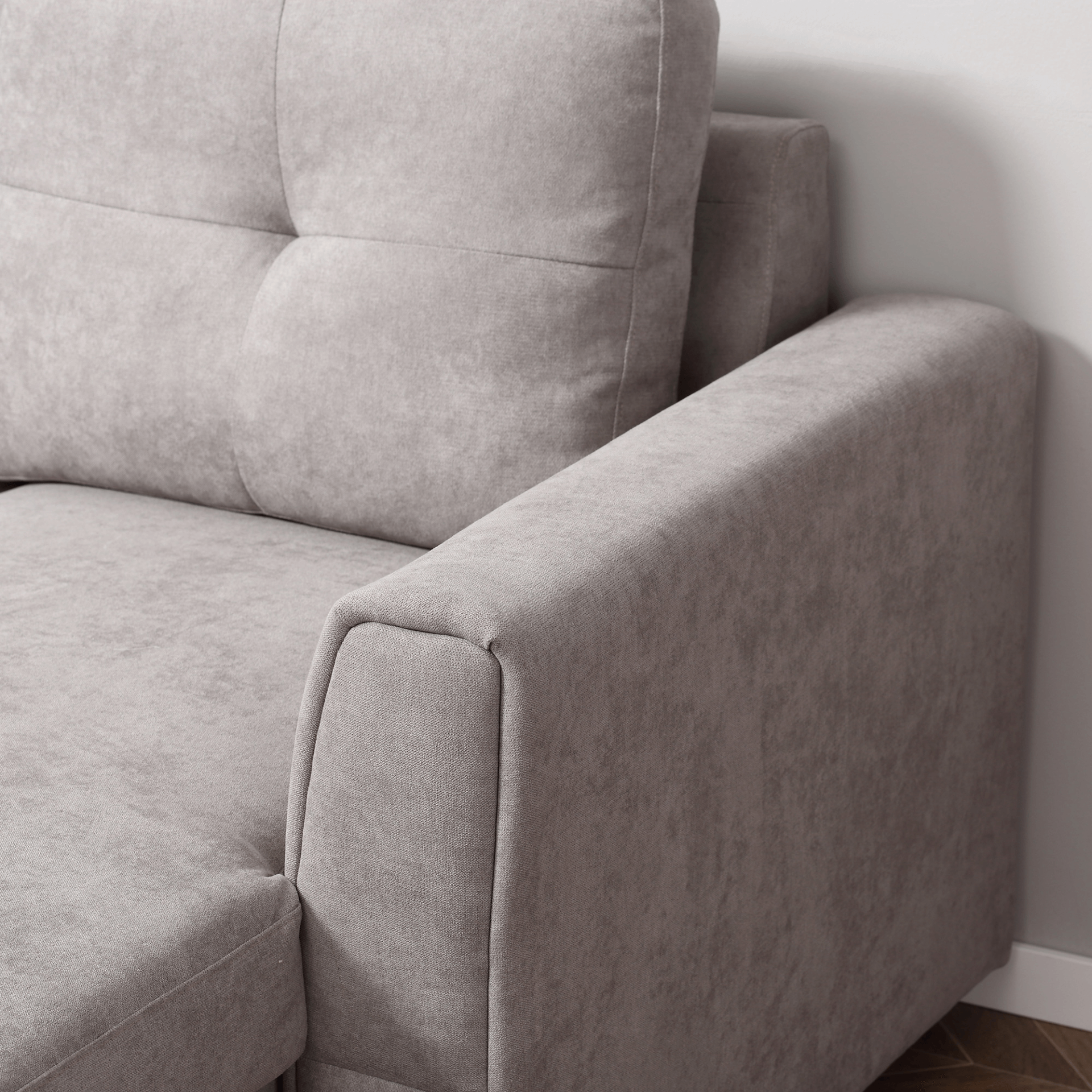 Grey L-Shaped Sofa Bed with Storage, Discover the HOMCOM Grey Linen-Look L-Shaped Sofa Bed. Perfect for studio apartments, it offers comfort, under-seat storage, and a space-saving design.