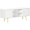 Modern TV Unit Cabinet for 55" TVs - White TV Stand, Enhance your living room with a stylish TV unit cabinet, ideal for 55" TVs. Features a sleek design, storage shelves, and wood legs.