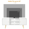 Modern TV Unit Cabinet for 55" TVs - White TV Stand, Enhance your living room with a stylish TV unit cabinet, ideal for 55" TVs. Features a sleek design, storage shelves, and wood legs.