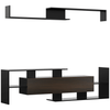 Modern 65" TV Cabinet & Wall Shelf - Black & Dark Brown, Shop our sleek Modern TV Cabinet with Wall Shelf. Stylish design, ample storage, in black and dark brown. Perfect for any home or office space!