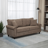 Elegant 2 Seater Sofa with Nailhead Trim, Discover our elegant 2 seater sofa with brown fabric, nailhead trim, cushions & throw pillows. Perfect for living rooms & small apartments.