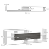 Modern TV Cabinet & Shelf Set, Elegant Storage, White & Grey, Sleek TV Cabinet & Wall Shelf for 65" & 50" TVs. Features ample storage with concealed cabinets and side shelves. Perfect modern living room solution.