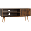 Stylish Brown TV Unit Cabinet for TVs up to 55 Inches, Retro brown TV stand with cupboard and shelves, ideal for 55" TVs. Features cable management and ample storage. Perfect for enhancing living room décor.