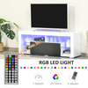 Sleek 140cm TV Stand LED RGB Lights, Discover the sleek 140cm TV stand with LED RGB lights, ample storage for 55-inch TVs, and high gloss black & white design. Perfect for modern living spaces!