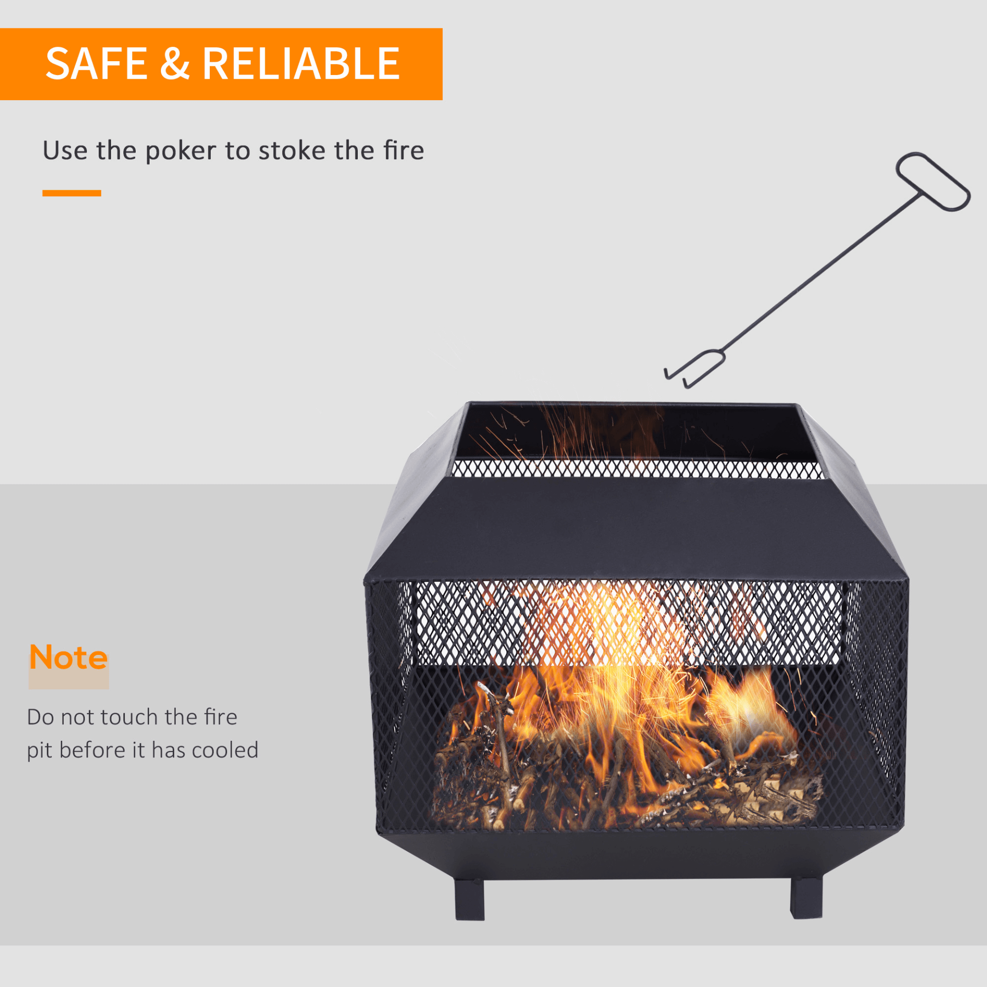 Square Metal Fire Pit - Enjoy Warm Outdoor Gatherings, Elevate your backyard with our Metal Fire Pit. Perfect for any outdoor event with a 360-degree fire view. Sturdy, heat-resistant, and ideal for all seasons.