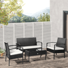 Rattan Garden Furniture 4 PCs Sofa Set Outdoor, Upgrade your patio with our Outsunny 4-piece sofa set. Durable and stylish, featuring a loveseat, 2 armchairs, and a coffee table. Perfect for outdoor relaxing!