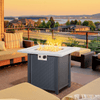 Outsunny Square Propane Gas Fire Pit Table - 40,000 BTU, Elevate outdoor gatherings with the stylish Outsunny fire pit table, featuring smokeless design and dual functionality as a dining table.