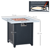 Outsunny Square Propane Gas Fire Pit Table - 40,000 BTU, Elevate outdoor gatherings with the stylish Outsunny fire pit table, featuring smokeless design and dual functionality as a dining table.