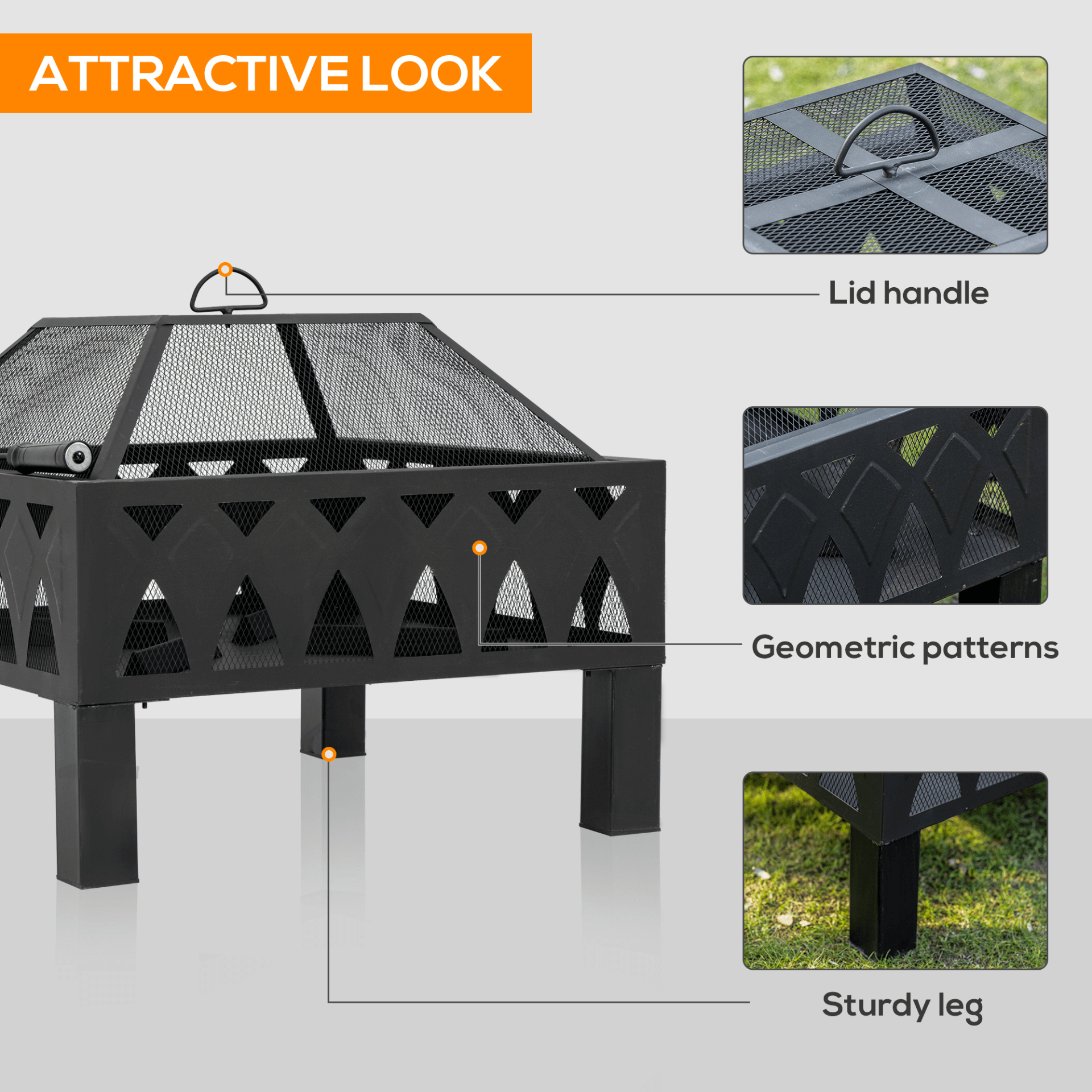 Outsunny Outdoor Fire Pit - Cozy Black Wood Burner, Enjoy cozy evenings with the Outsunny Fire Pit. Stylish, functional, and perfect for your patio or backyard gatherings.