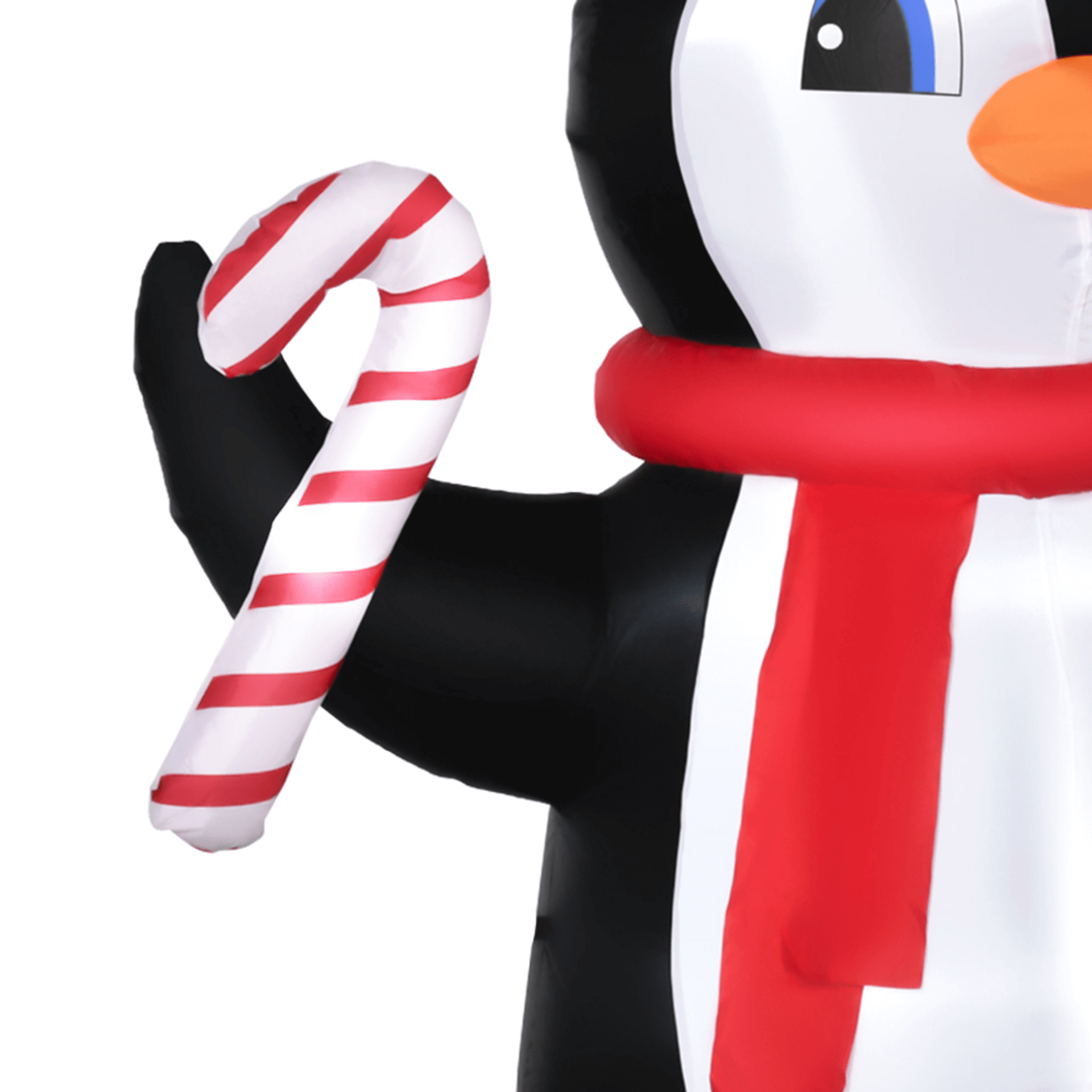 8ft Inflatable Christmas Penguin with LED Lights, Transform your yard into a festive wonderland with this 8ft Inflatable Christmas Penguin holding a candy cane. Perfect for holiday cheer!