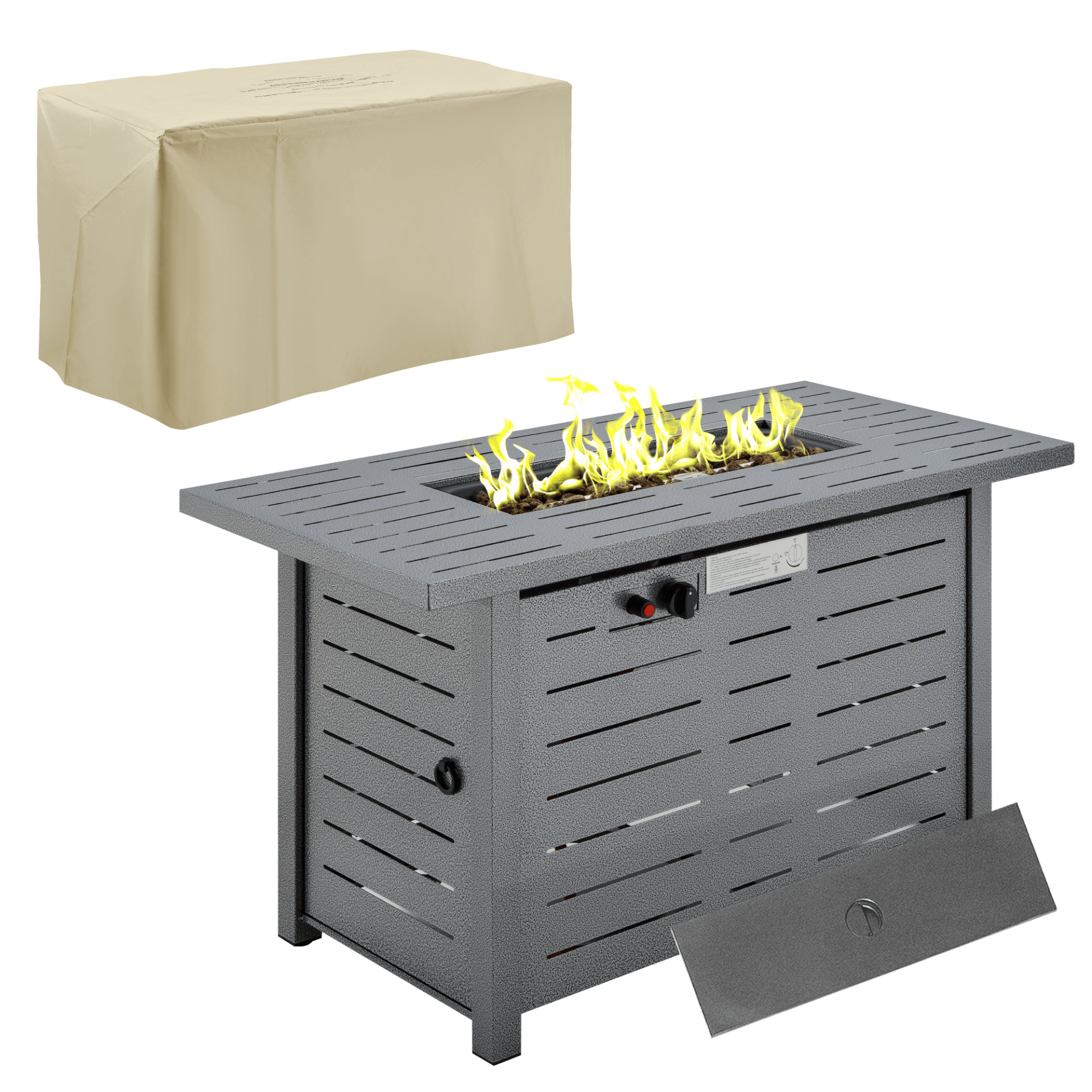 Outsunny 50000BTU Propane Gas Fire Pit Table, Enjoy warmth and dining with the Outsunny Fire Pit Table. Stylish design enhances your patio while providing 50,000 BTUs of smokeless heat.