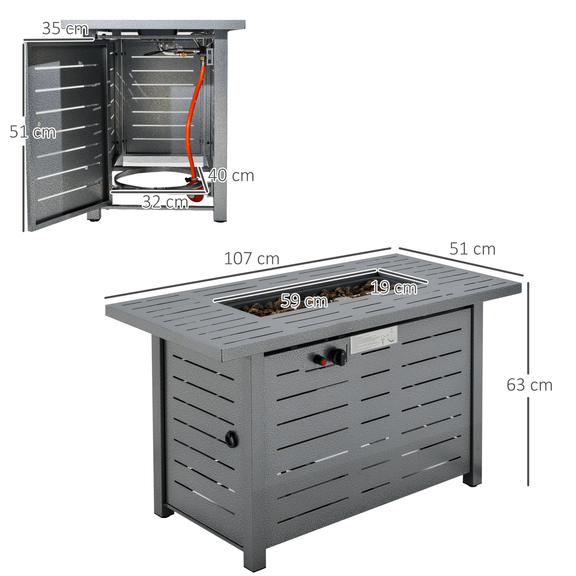 Outsunny 50000BTU Propane Gas Fire Pit Table, Enjoy warmth and dining with the Outsunny Fire Pit Table. Stylish design enhances your patio while providing 50,000 BTUs of smokeless heat.