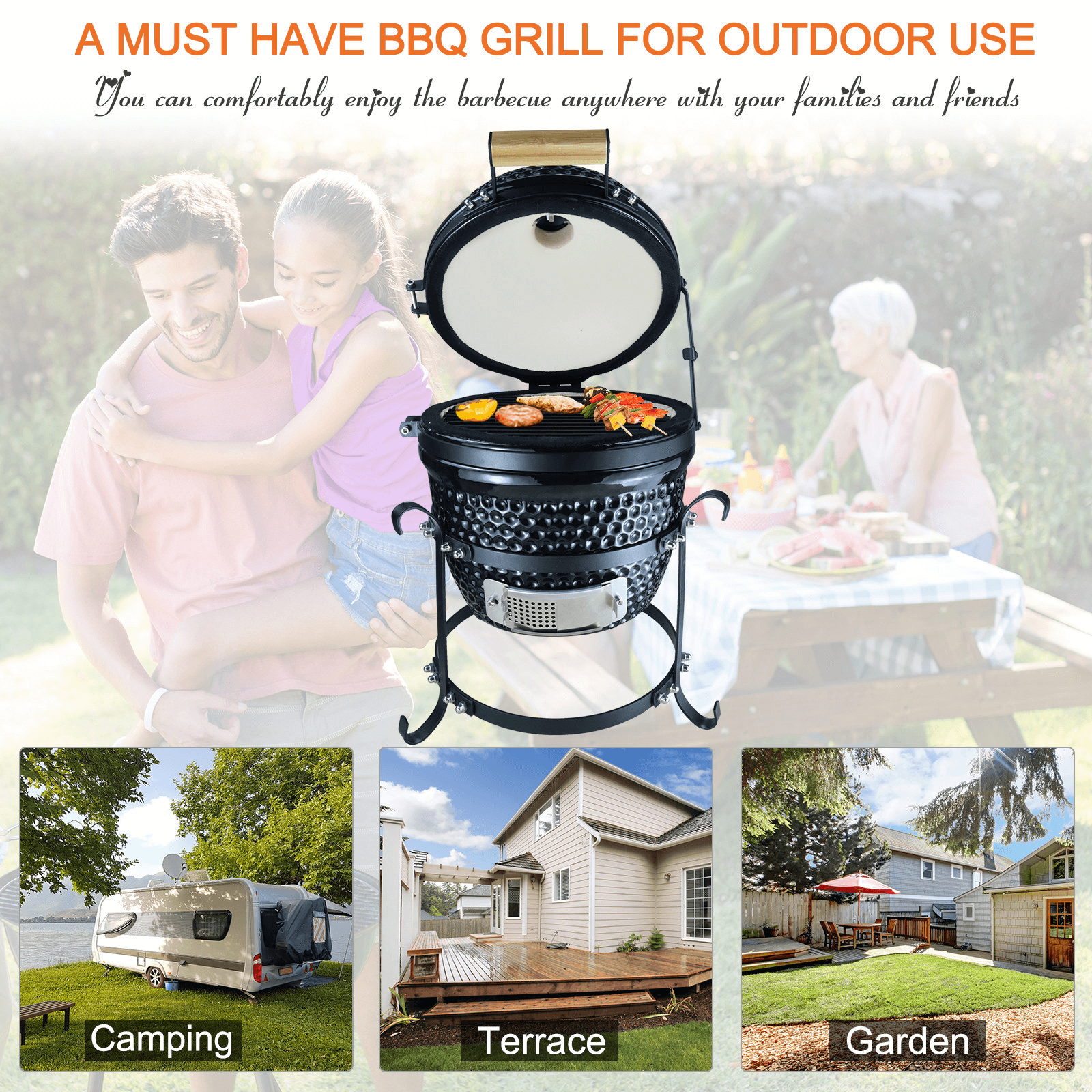 Ceramic Kamado BBQ Grill - Japanese Egg BBQ, Elevate your grilling with the Ceramic Kamado BBQ Grill. Perfect for BBQs, patios, balconies, and gardens. Experience Japanese-style barbecue today!