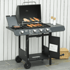 3+1 Gas Burner Barbecue Grill - Trolley BBQ with Side Burner, Upgrade your outdoor cooking with our 3+1 Gas Burner BBQ Grill. Features side burner, warming rack, side shelves, and storage cabinet.