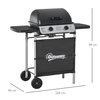 2 Burner Gas Barbecue Grill 5.6kW with Side Shelves, Enhance your outdoor cooking with our 2 Burner Gas Barbecue Grill - powerful 5.6kW output, side shelves & wheels for convenience. Perfect for family gatherings!