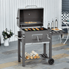 Charcoal Grill BBQ Trolley w/ Side Table & Thermometer, Elevate your backyard barbecues with our versatile Charcoal Grill BBQ Trolley. Features wheels, built-in thermometer, and convenient temperature control.