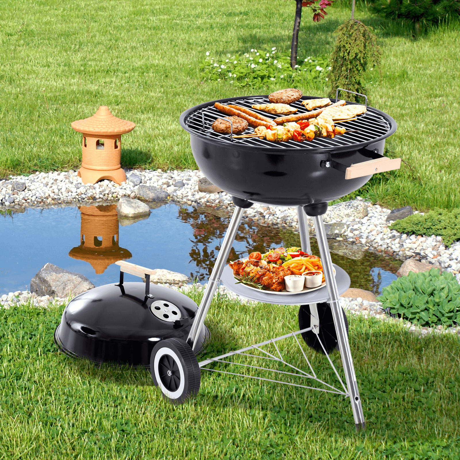 Portable Charcoal Grill BBQ Smoker | Durable & Easy-to-Use, BBQ anywhere with our durable, portable charcoal grill smoker. Perfect for garden parties and picnics, this versatile grill upgrades your outdoor cooking game.