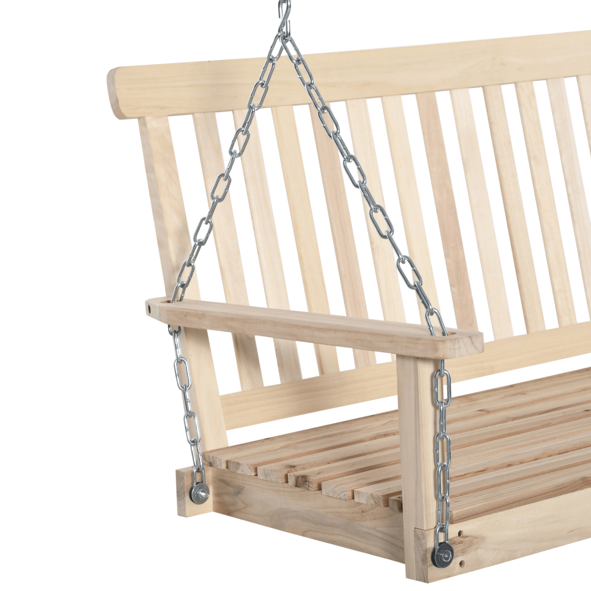 2-Seater Wooden Swing Bench - Natural Garden Swing, Enjoy this stylish and durable 2-seater wooden swing bench. Perfect for gardens, with galvanized steel attachments for easy hanging.