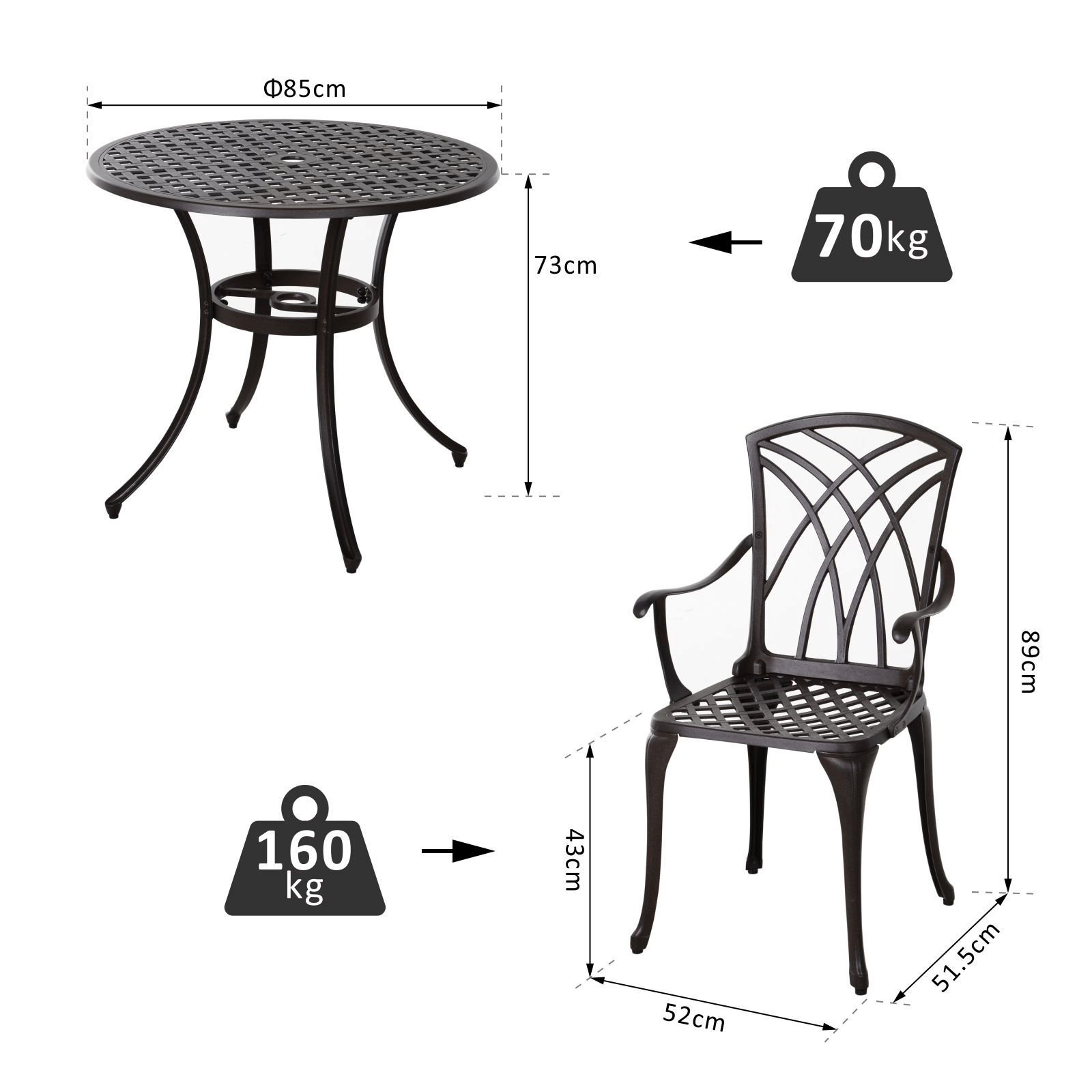 Patio Cast Aluminium 5 PCS Dining Set - Elegant & Durable, Elevate your outdoor space with our Patio Cast Aluminium 5 PCS Dining Set. Rust-resistant, weatherproof, and beautifully crafted for patios, and gardens.