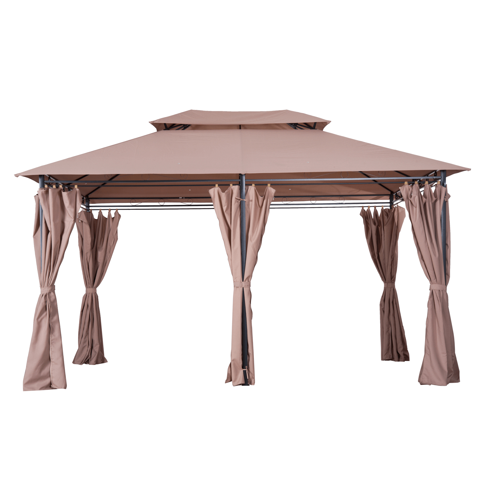 4m x 3m Metal Gazebo Canopy Party Tent with Curtains, Enhance outdoor gatherings with our 4m x 3m weather-resistant metal gazebo. Includes sturdy frame, curtains, and khaki canopy for ultimate comfort and style.