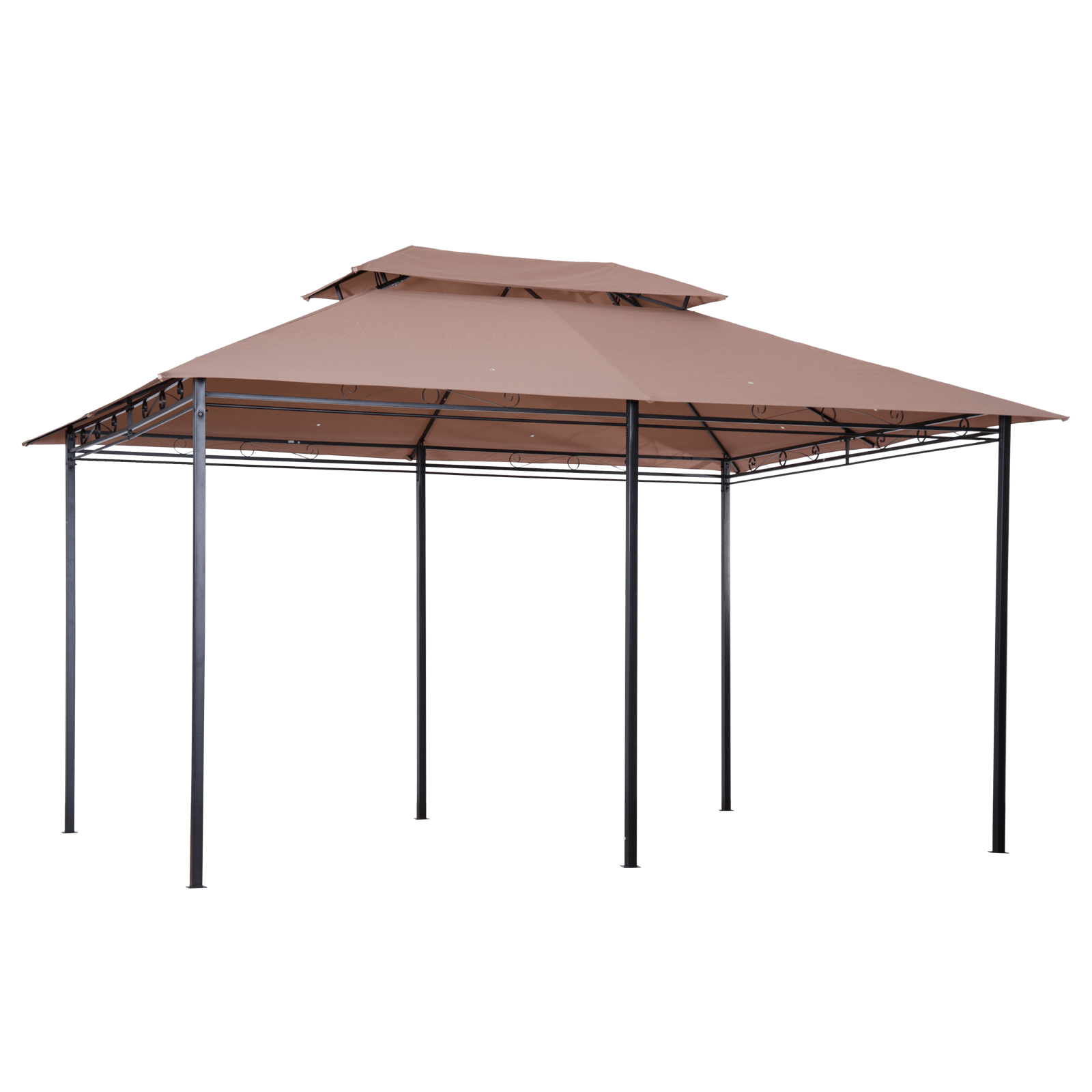 4m x 3m Metal Gazebo Canopy Party Tent with Curtains, Enhance outdoor gatherings with our 4m x 3m weather-resistant metal gazebo. Includes sturdy frame, curtains, and khaki canopy for ultimate comfort and style.