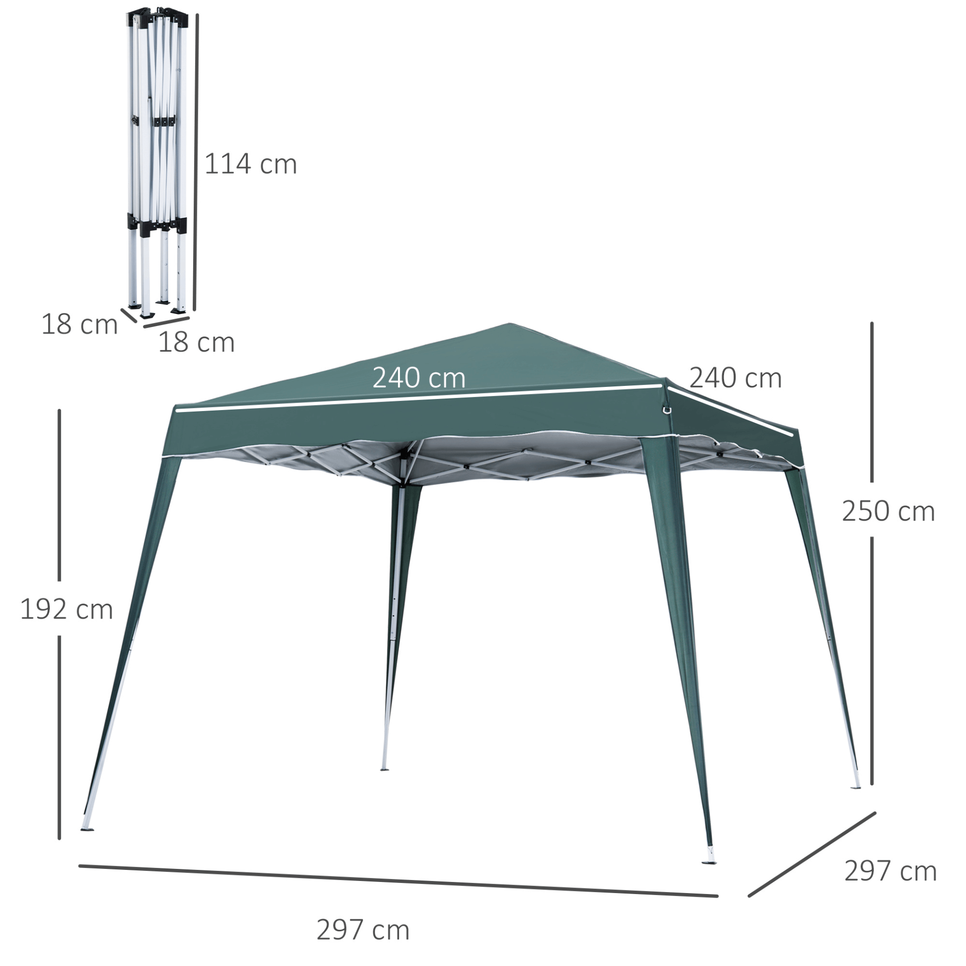 Heavy Duty 2.5M Pop-up Tent Gazebo - Green, Enjoy your outdoor events with the 2.5M Heavy Duty Pop-up Tent Gazebo. Easy set-up, perfect for picnics, pool parties, and sun shade protection.