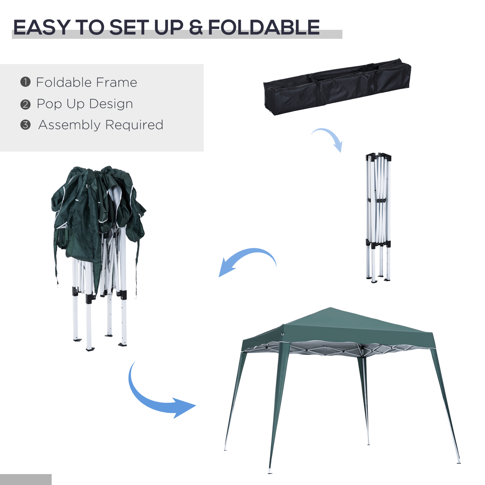 Heavy Duty 2.5M Pop-up Tent Gazebo - Green, Enjoy your outdoor events with the 2.5M Heavy Duty Pop-up Tent Gazebo. Easy set-up, perfect for picnics, pool parties, and sun shade protection.