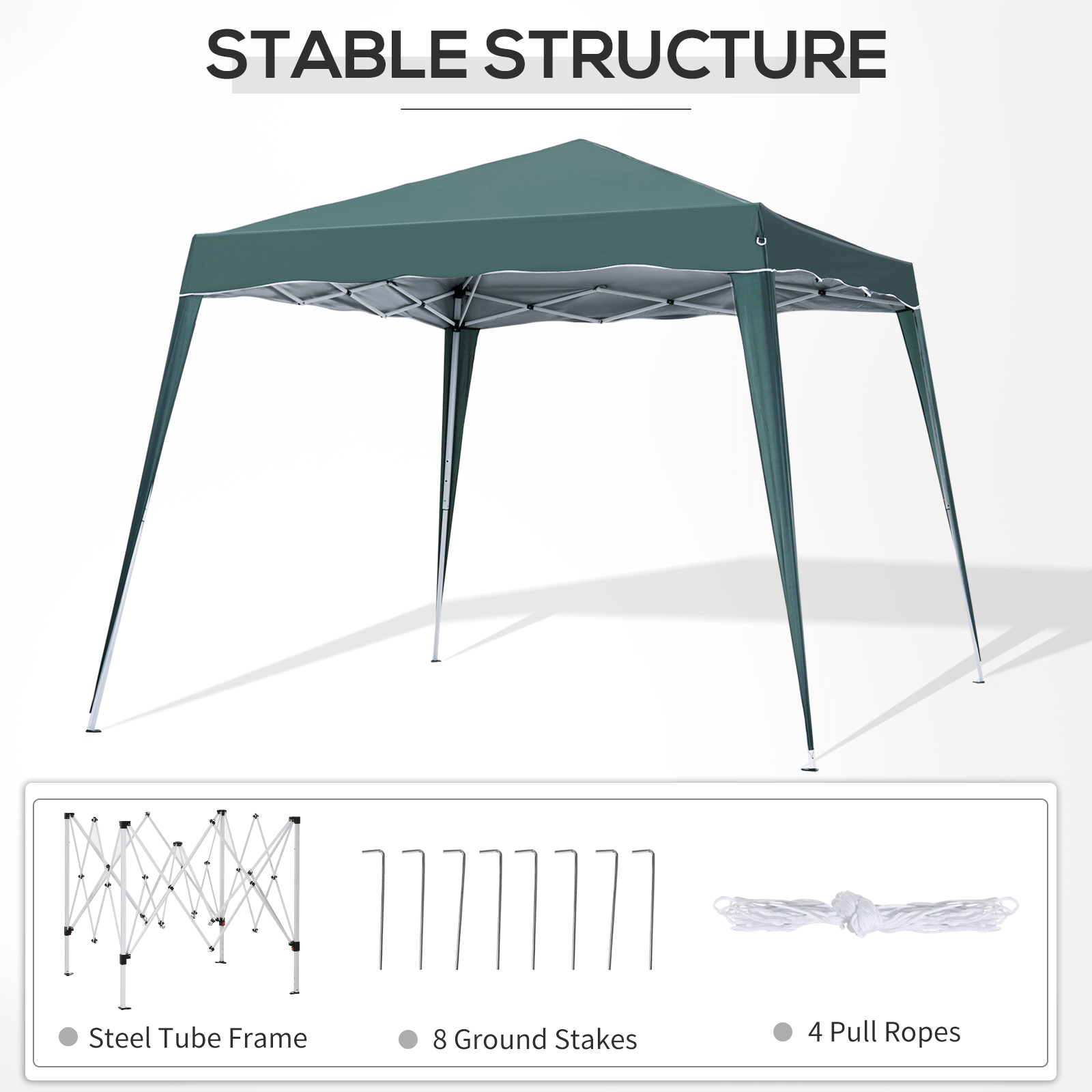 Heavy Duty 2.5M Pop-up Tent Gazebo - Green, Enjoy your outdoor events with the 2.5M Heavy Duty Pop-up Tent Gazebo. Easy set-up, perfect for picnics, pool parties, and sun shade protection.