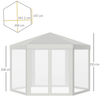 4M Hexagon Netting Gazebo Tent - Creamy White, Spacious creamy white patio canopy with mesh walls. Ideal for outdoor parties, featuring a hexagon shape and protective roof for sun protection.