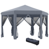 3.2m Pop Up Gazebo - Canopy Tent & Portable Carry Bag - Grey, Elevate outdoor events with our 3.2m pop up gazebo. Features a hexagonal design, mesh sidewalls, and UV protection, perfect for any outdoor activity.