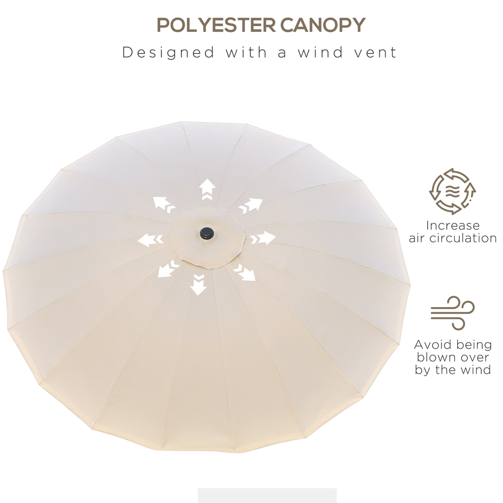 2.6m Round Curved Adjustable Parasol - Off-White, Stay cool under the elegant 2.6m round curved adjustable parasol. Perfect for your garden, patio, or deck, this stylish sun umbrella provides excellent shade.