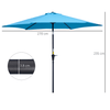 2.7M Tilting Blue Parasol - UV-Resistant Outdoor Umbrella, Upgrade your garden with the 2.7M Blue Tilting Parasol. Features a durable aluminum frame, UV-resistant fabric, and adjustable tilt for perfect shading.