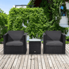 3 Pieces Rattan Bistro Set - Black Wicker Patio Furniture, Enhance your garden or porch with our stylish 3 pieces rattan bistro set. Includes two armchairs and a matching side table for cozy outdoor moments.