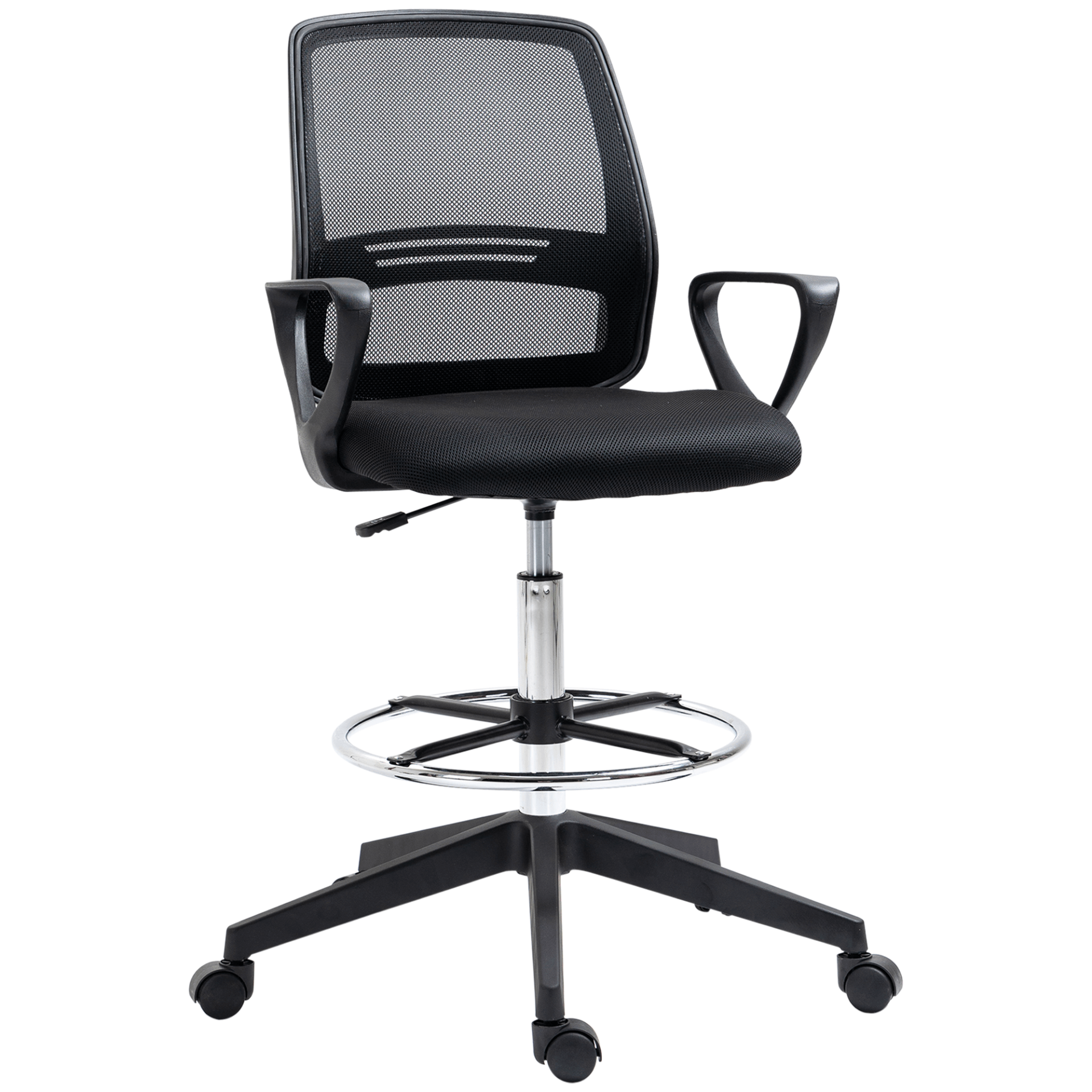 Vinsetto Ergonomic Mesh Back Drafting Chair, Upgrade your office setup with Vinsetto's ergonomic mesh back drafting chair with adjustable height and footrest for comfortable and productive work.